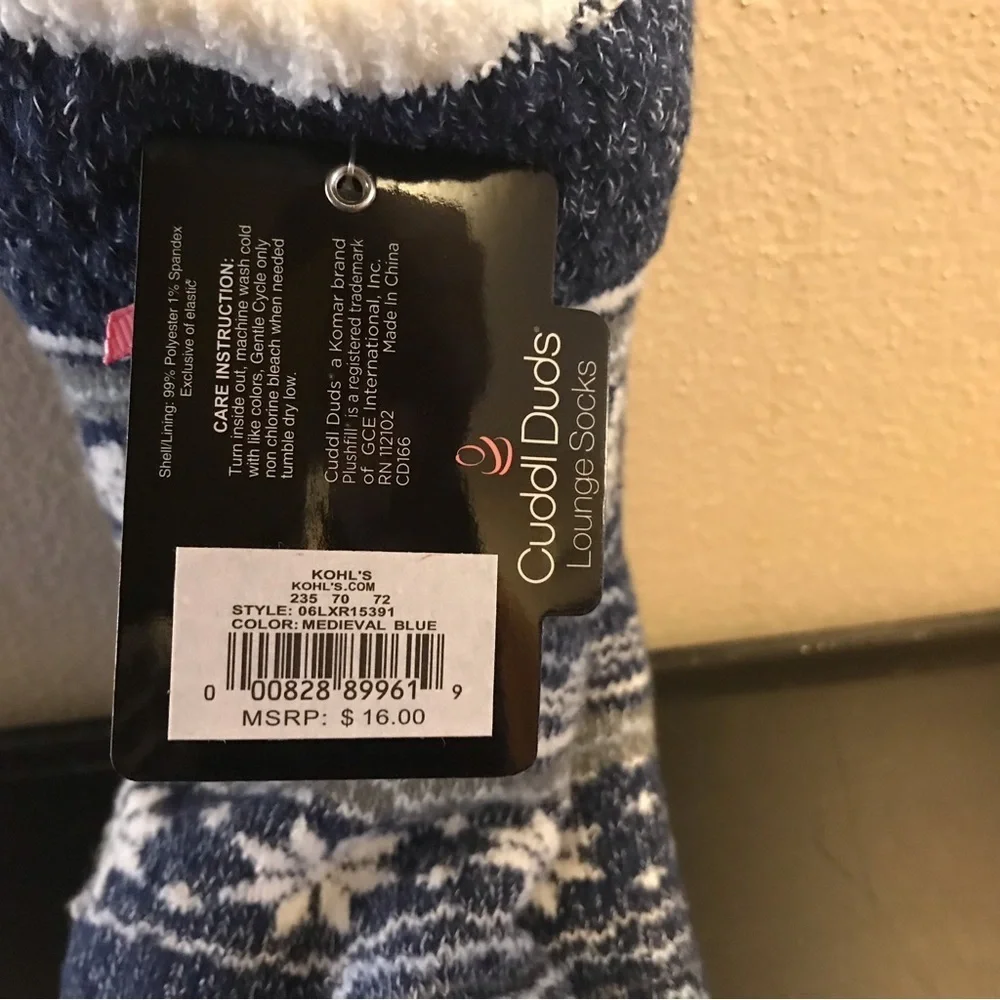 Cuddl Duds Medieval Blue Lounge Socks